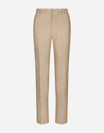 Dolce & Gabbana Classic linen pants Brown G2NZ2TFU5SW