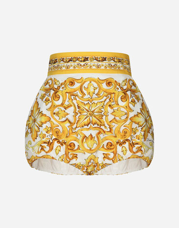 Dolce & Gabbana Shorts culotte de corte globo en popelina de algodón con estampado Maiolica Imprima FTAGWTHH5AY