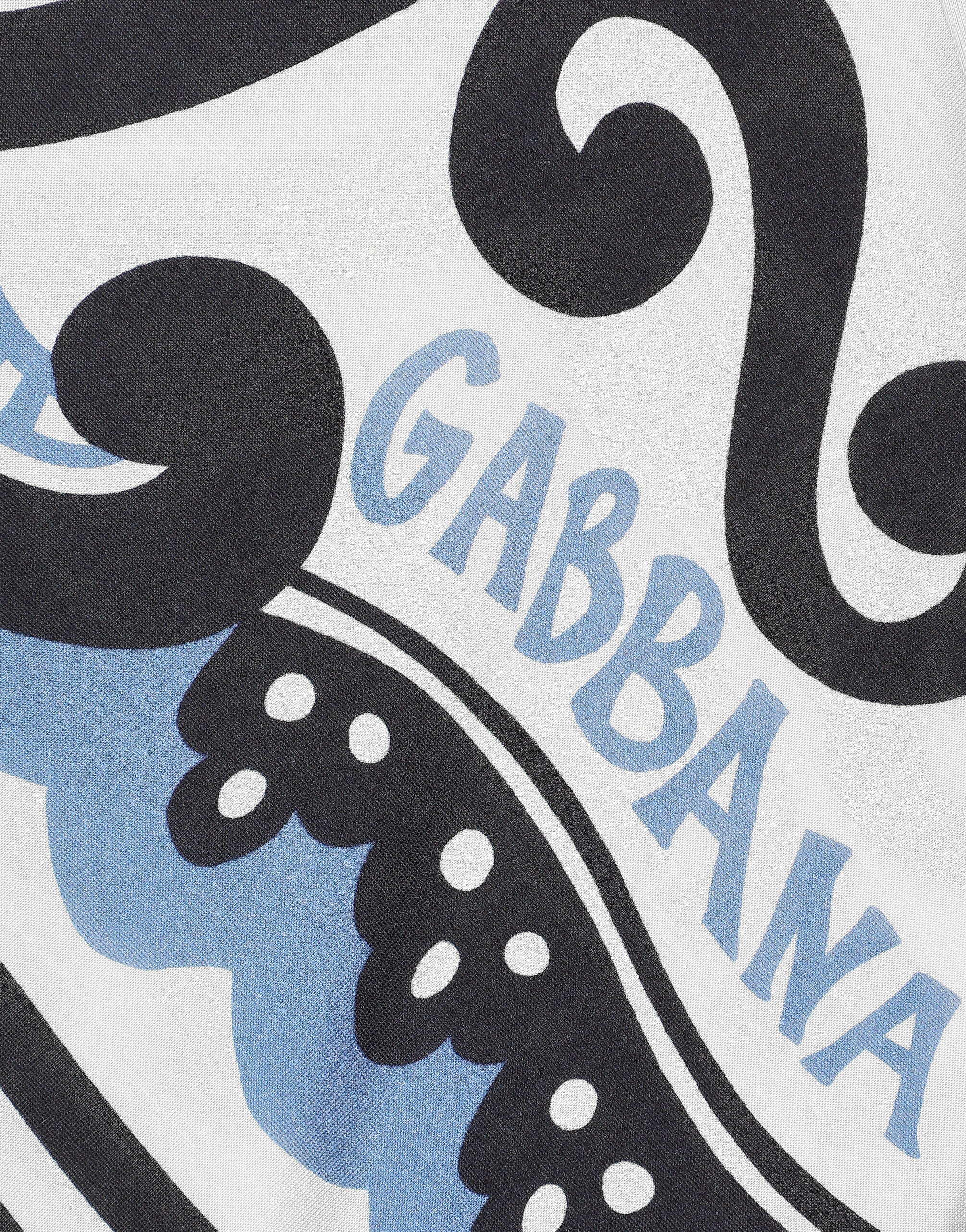 Dolce & Gabbana Short-sleeved silk T-shirt with Marina print male Azure