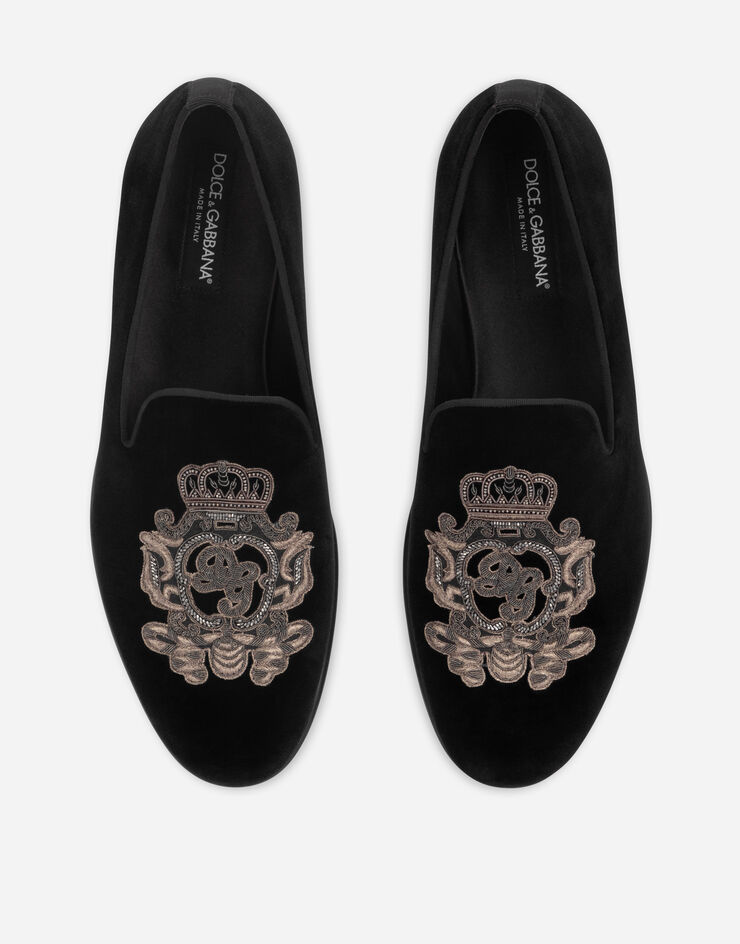 Dolce & Gabbana Pantofola in velluto con ricamo blasone Mehrfarbig A50614AO249