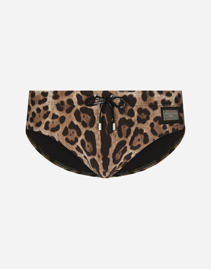Dolce & Gabbana Leopard-print swim briefs with high-cut leg Animal Print M4A77JONO04