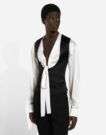 Dolce & Gabbana Single-breasted silk vest Black G712VTFUM3R