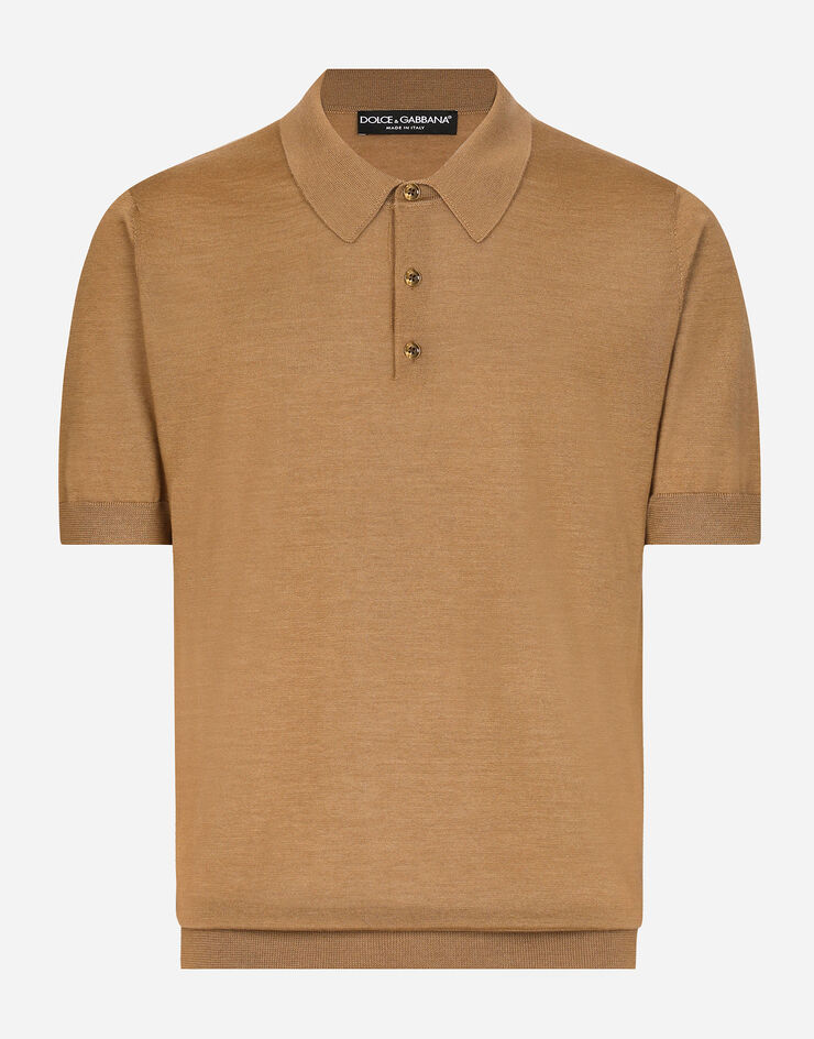 Dolce & Gabbana Poloshirt aus Kaschmir und Seide Beige GXZ02TJFMEH