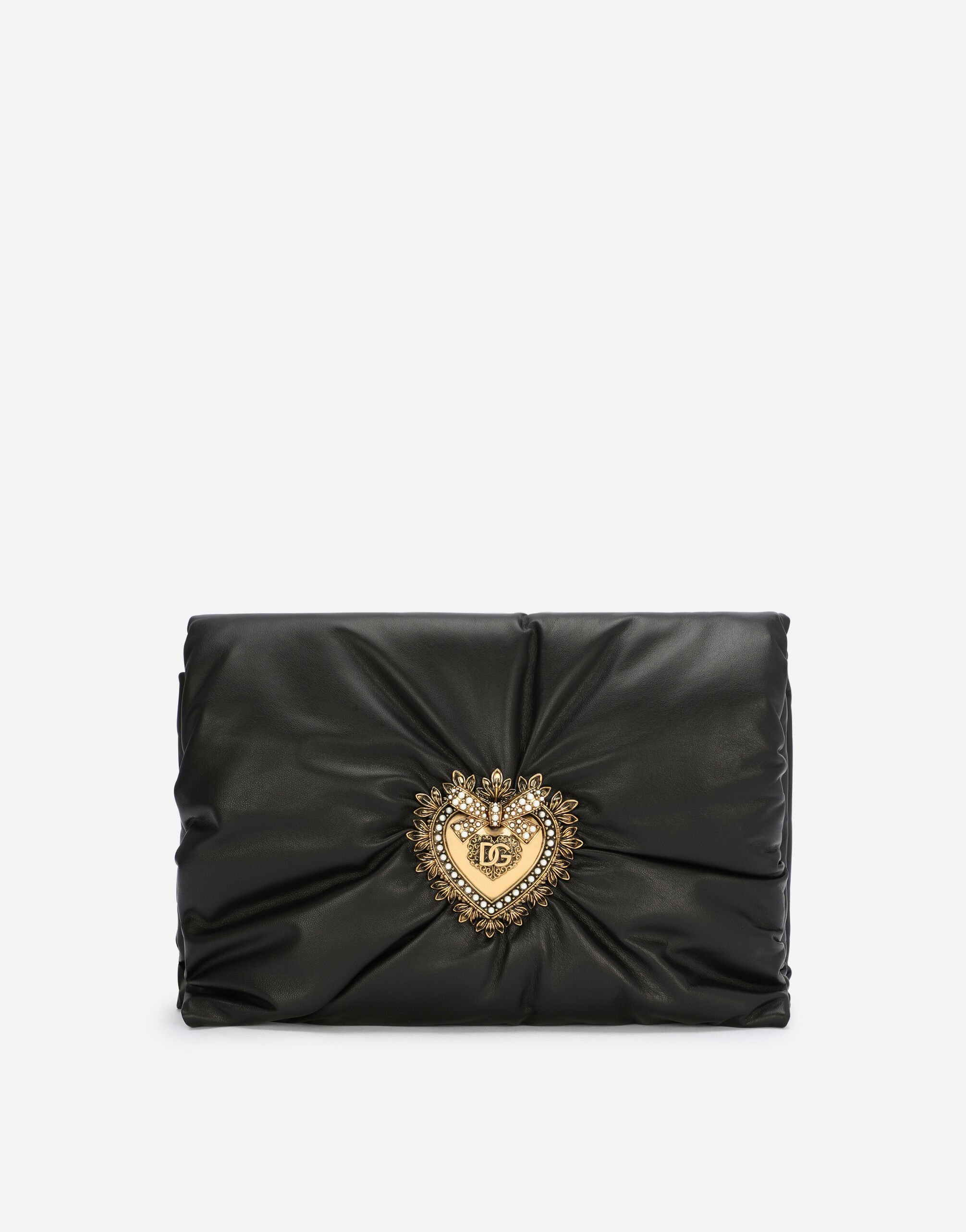 Dolce & Gabbana حقيبة ديفوشن لينة متوسطة من جلد عجل أسود BB7475AF984