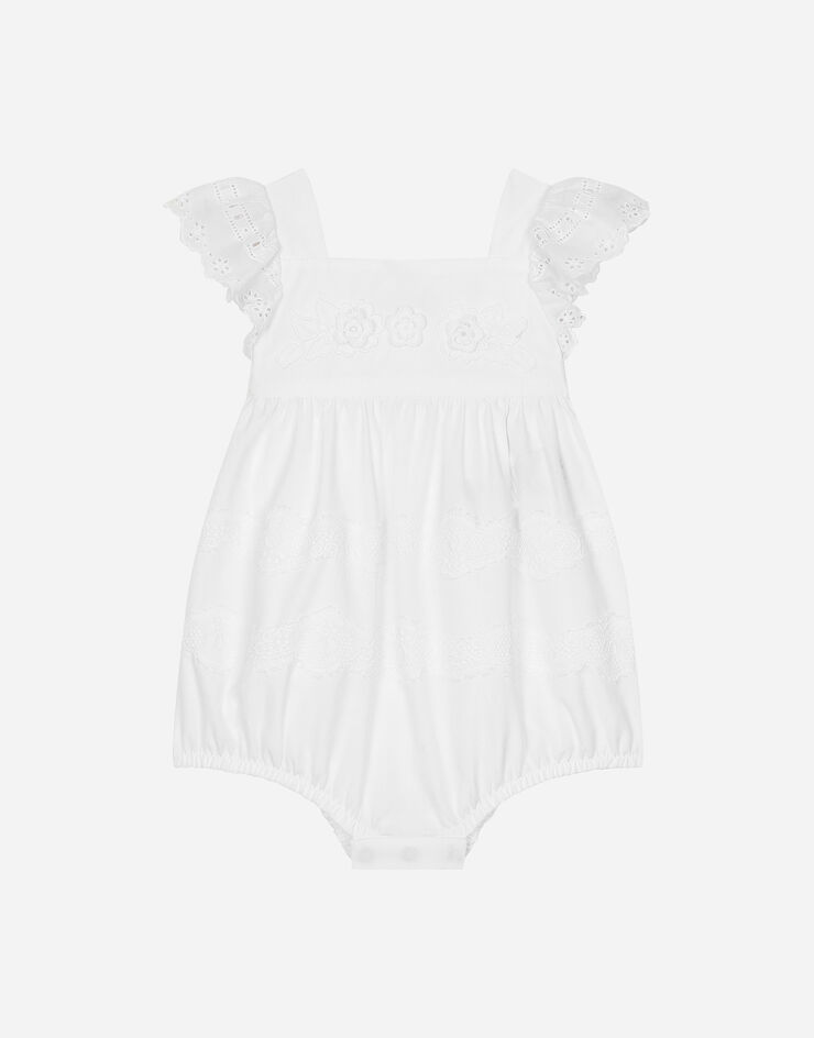 Dolce & Gabbana PLAYSUIT IN COTTON WITH LACE DETAILING WHITE L21O62G7RZJ