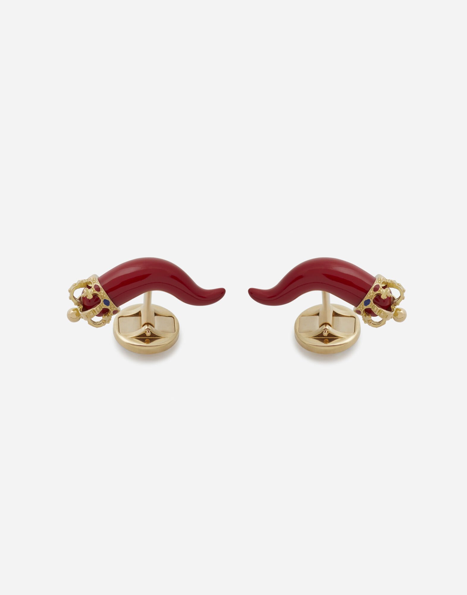${brand} Good luck cufflinks in enamelled yellow gold ${colorDescription} ${masterID}