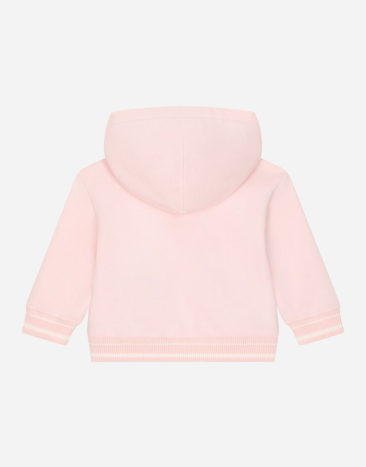 Dolce & Gabbana Sudadera de punto con capucha y placa con logotipo Rosa L2JW9XG7N2V