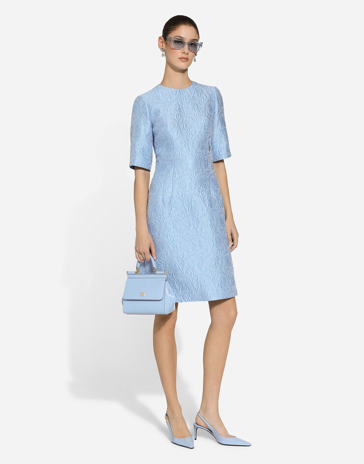 Dolce & Gabbana Fit-and-flare midi dress in floral jacquard Azure F6ARLTGDCAV