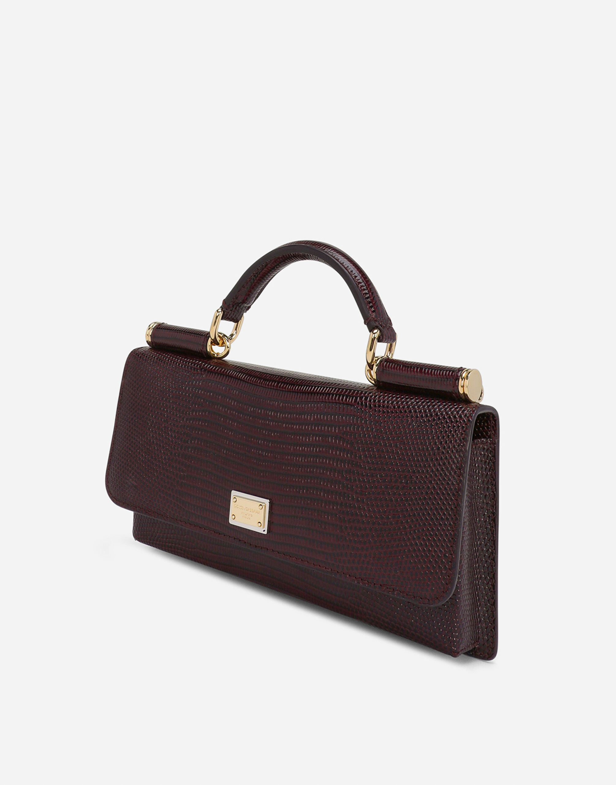 Iguana-print mini bag in Bordeaux for Women | Dolce&Gabbana®
