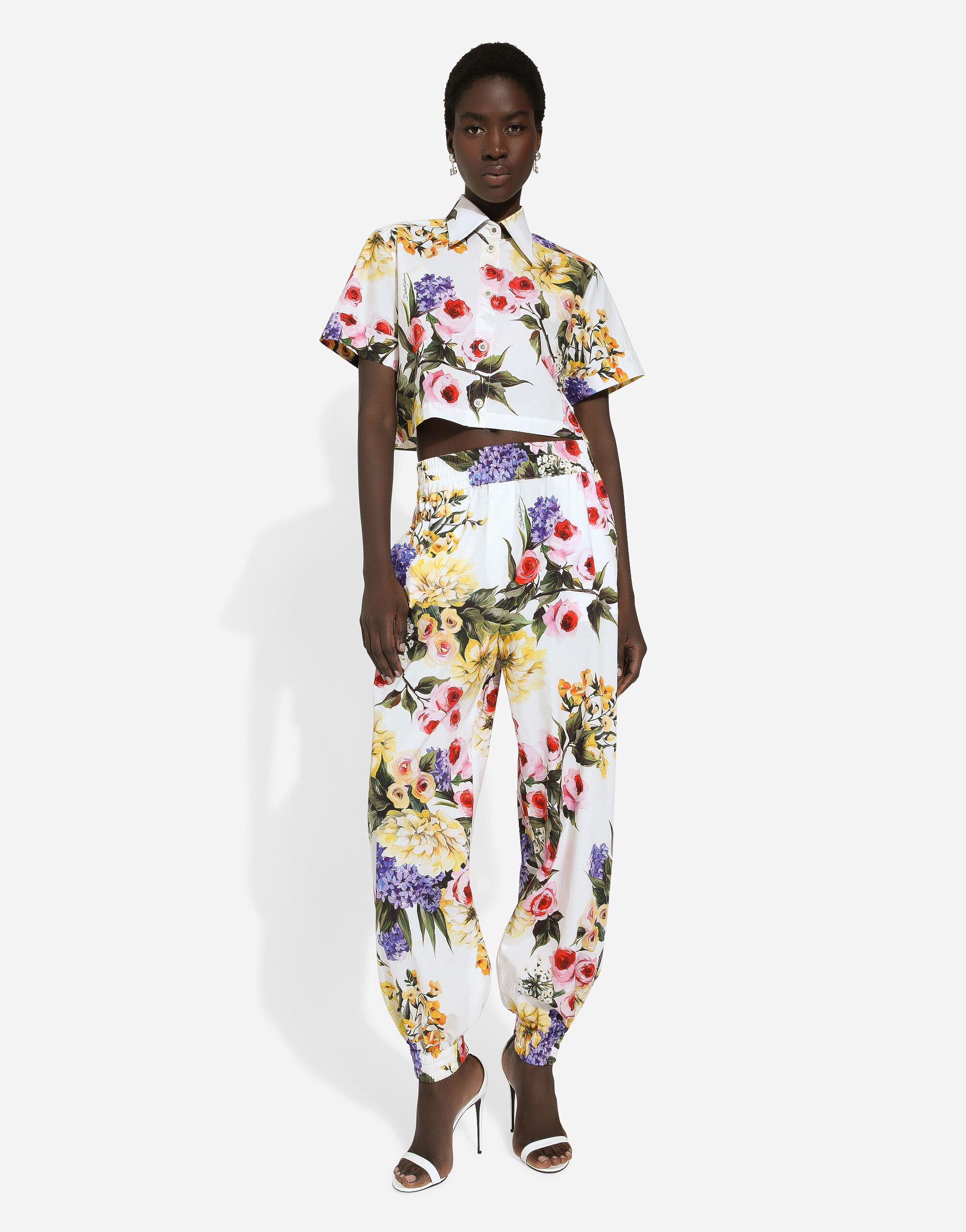 Dolce & Gabbana Short cotton shirt with garden print female Print
