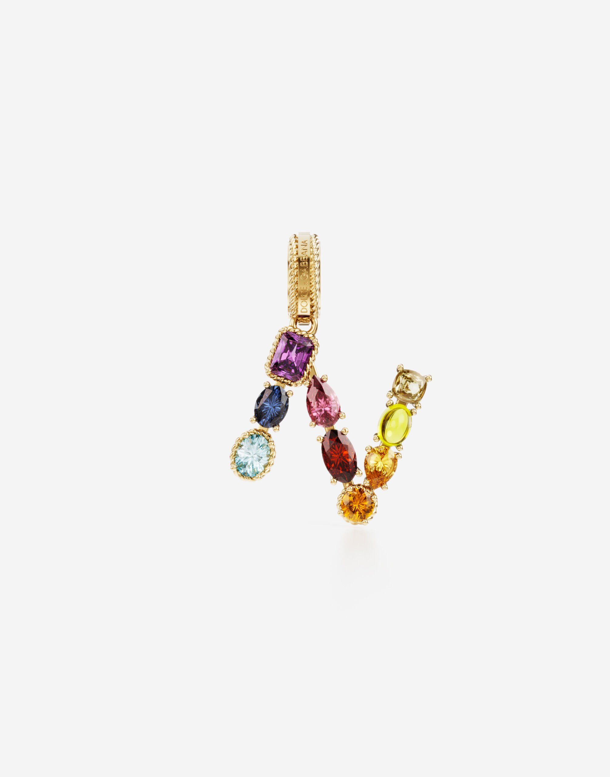 Dolce & Gabbana Charm N Rainbow alphabet aus 18-karätigem Gelbgold mit mehrfarbigen Edelsteinen GOLD WANR2GWMIXB