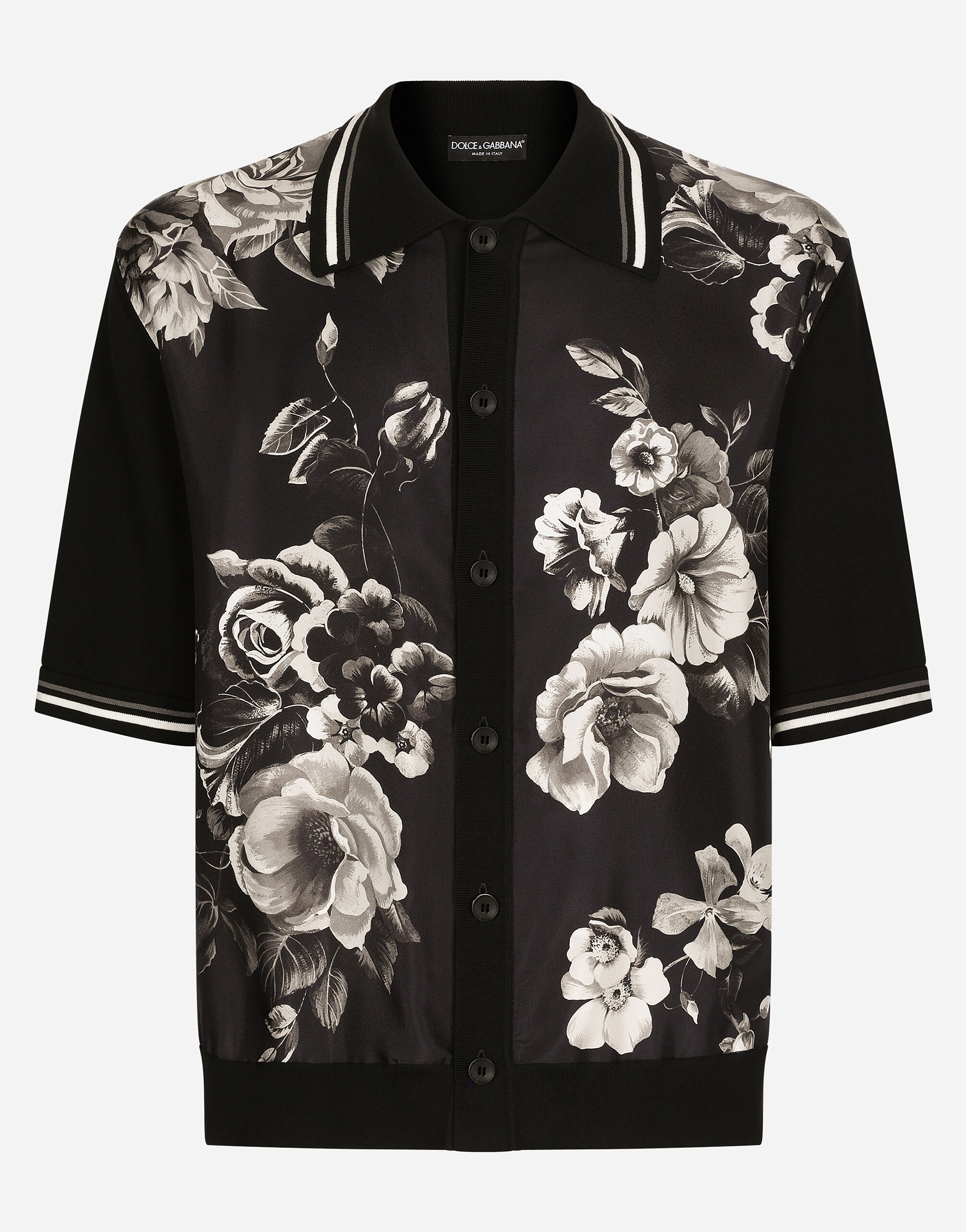 ${brand} Oversize-Hemd aus Seide und Baumwolle mit Blumenprint ${colorDescription} ${masterID}