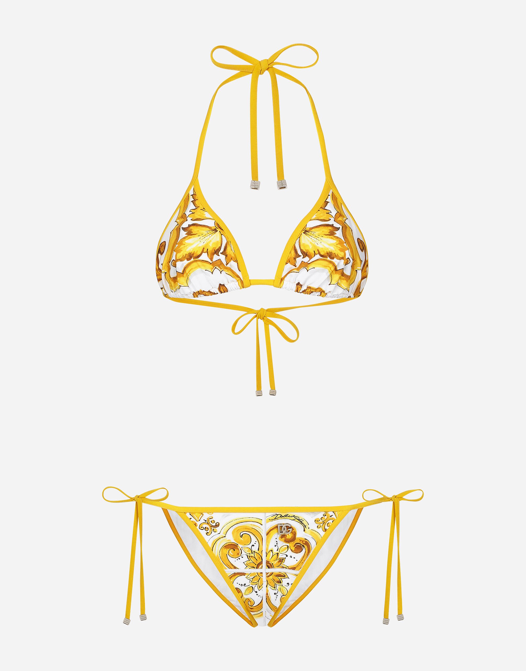 Dolce & Gabbana Bikini de triángulo con estampado Maiolica Imprima VH0001VH000