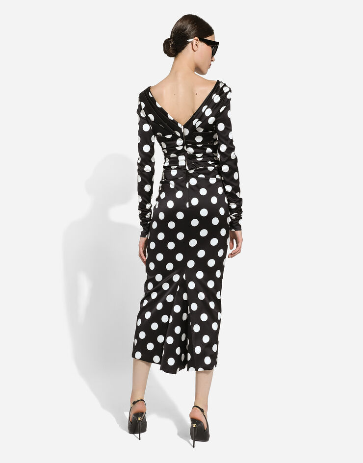 Dolce & Gabbana Satin midi dress with polka-dot print: Print F6DJFTFSIBL
