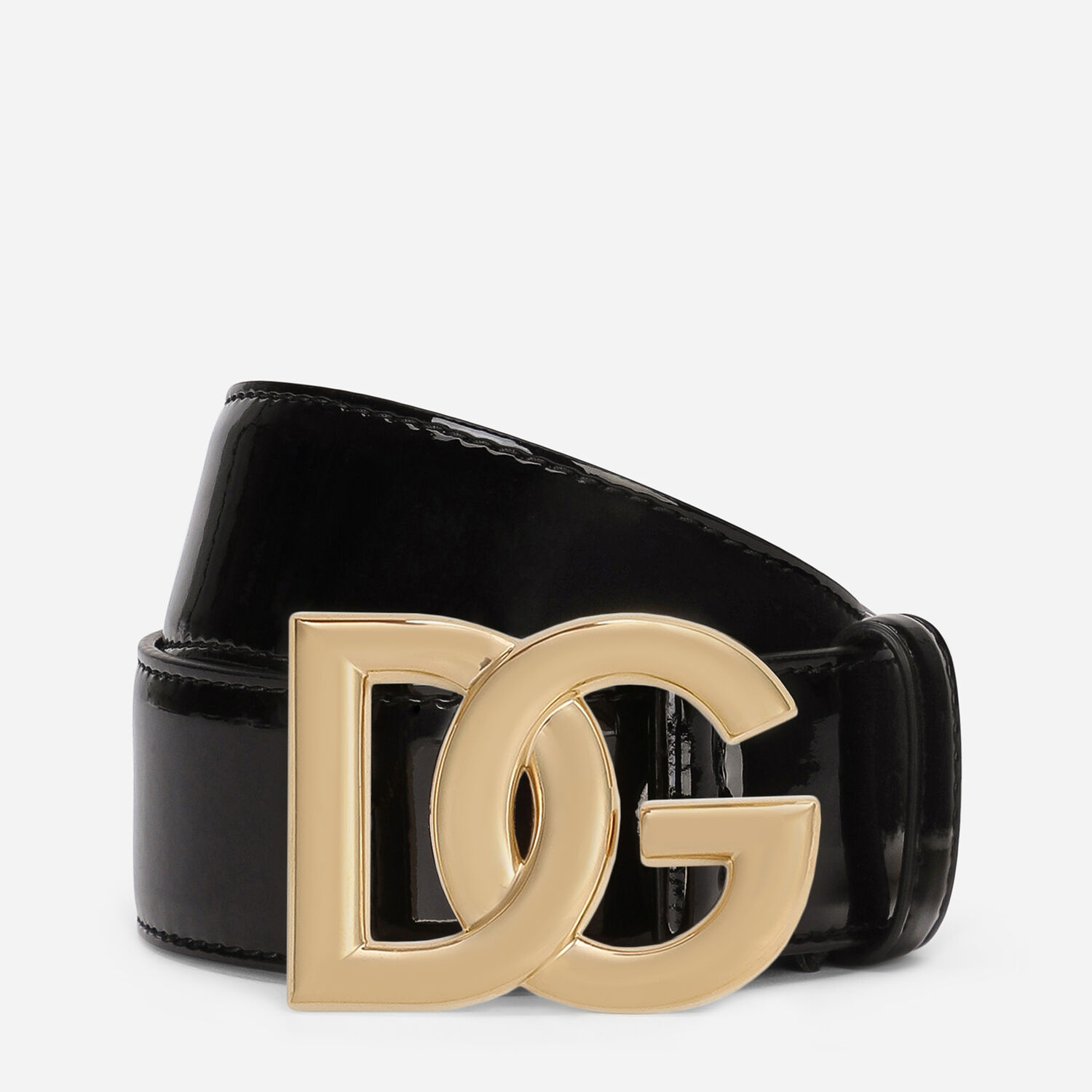 Patent leather belt in | Black with for logo Dolce&Gabbana® DG US