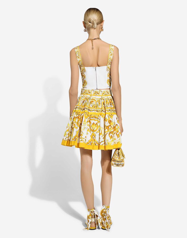 Dolce & Gabbana Cotton corset top with majolica print Print F7W98THH5EA