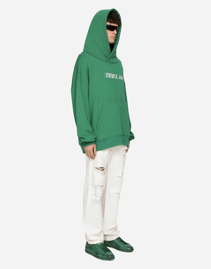 Dolce & Gabbana Sweat-shirt en jersey à capuche et imprimé DGVIB3 Vert G9AKPTG7K3E