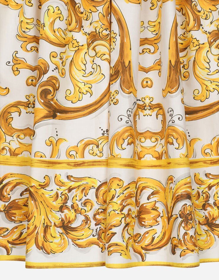 Dolce & Gabbana Falda de popelina con estampado Maiolica amarillo Imprima L55I27FI5JU