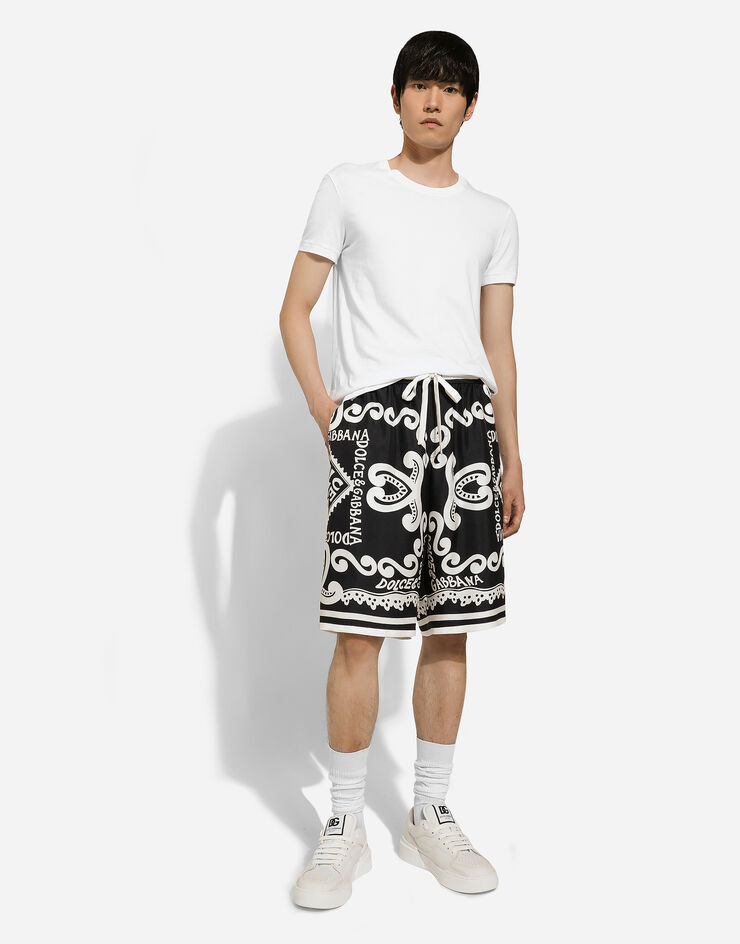 Dolce & Gabbana Marina-print silk twill shorts 블루 GV37ATHI1QD