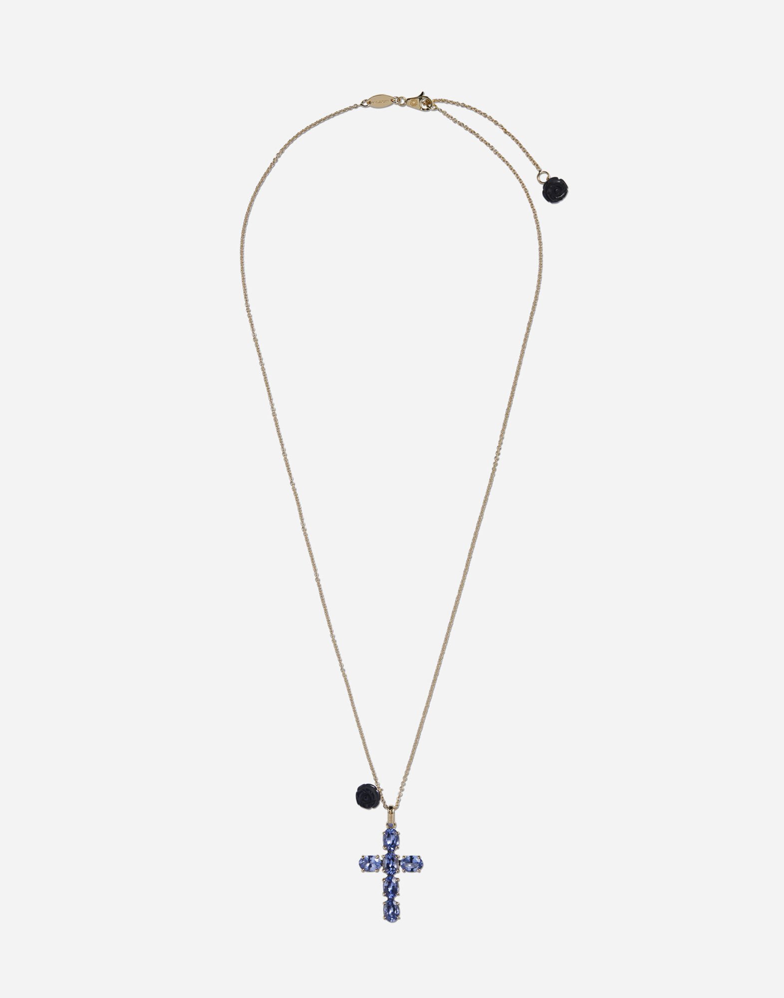 ${brand} Family cross and rose pendats on yellow gold chain ${colorDescription} ${masterID}