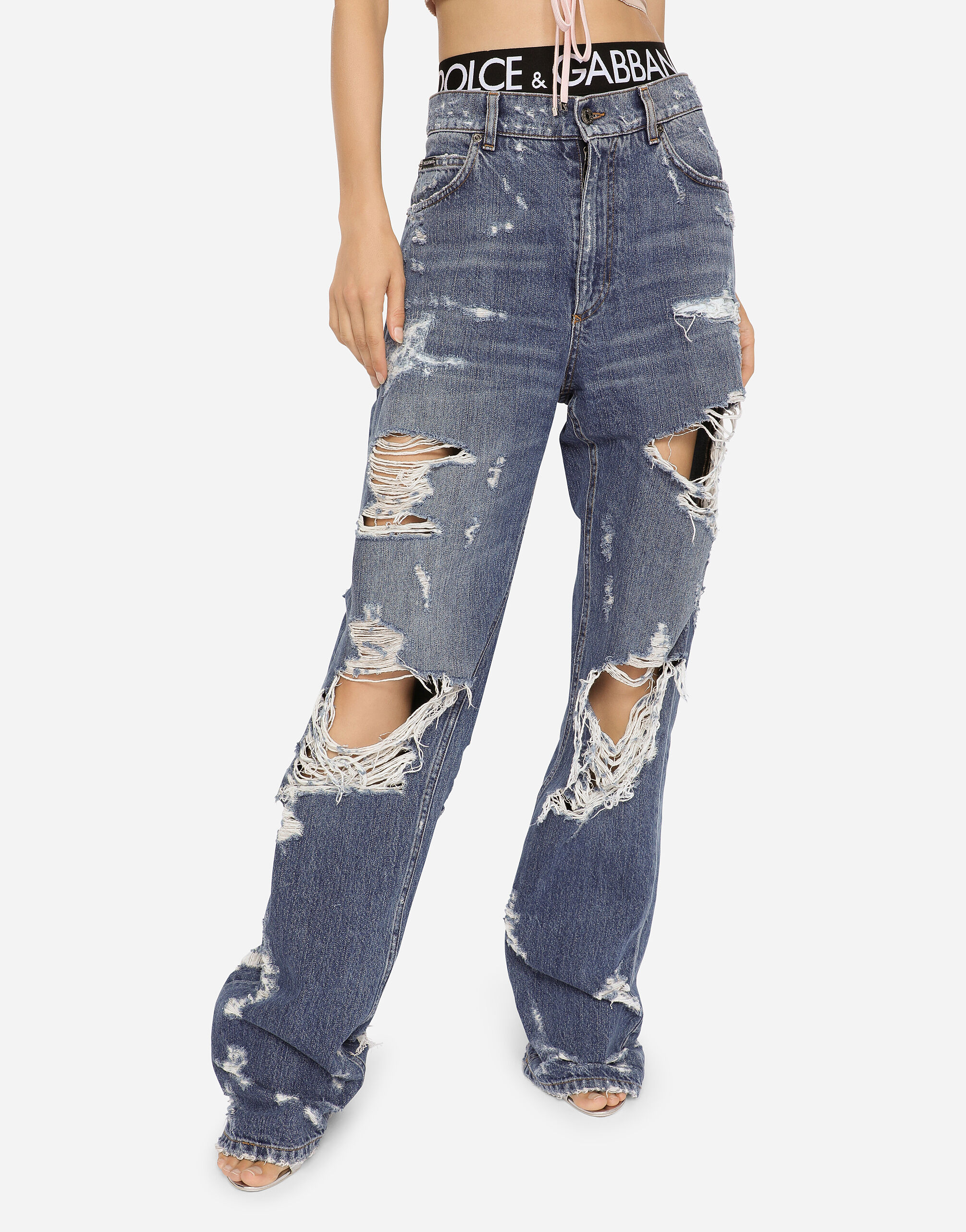Jeans with ripped details in Multicolor for | Dolce&Gabbana® US