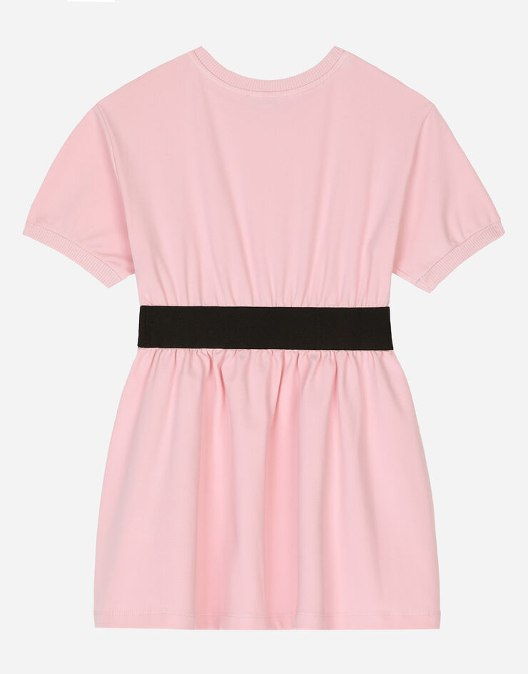 Dolce & Gabbana Мини-платье из джерси с фирменной пластинкой розовый L5JD8OG7M4U