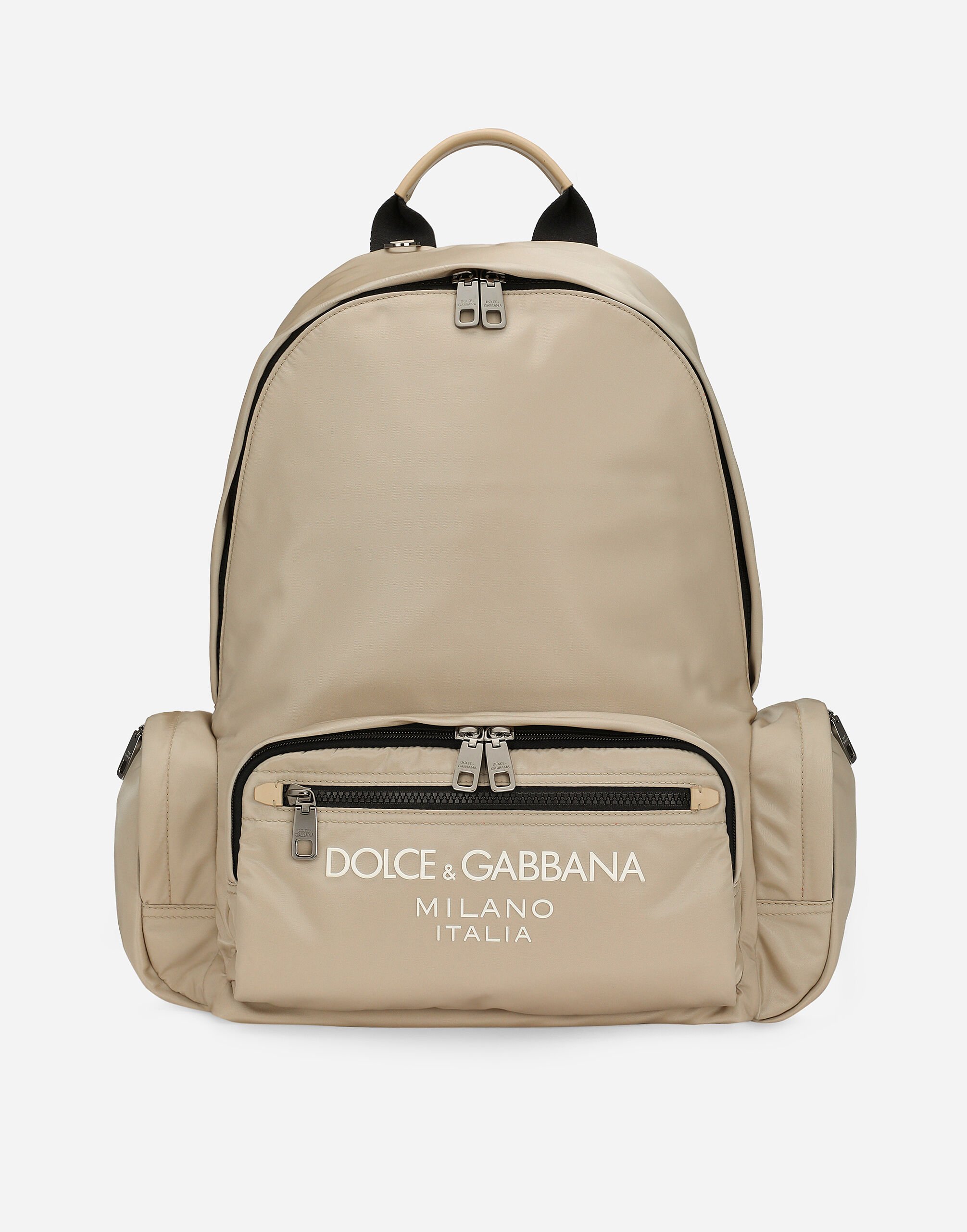 Dolce&Gabbana حقيبة ظهر نايلون بشعار مطاطي أسود G040VTHU7QV
