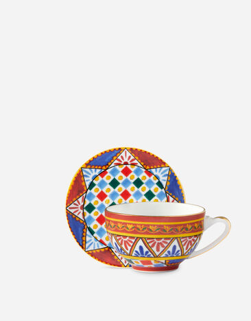Dolce & Gabbana Taza de té con platillo de porcelana Multicolor TCCE14TCAEF