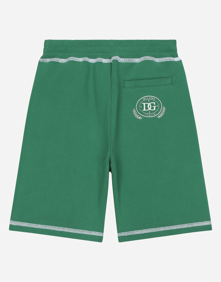 Dolce & Gabbana Jersey shorts with contrasting stitching and DG logo Green L4JQT6G7NVV