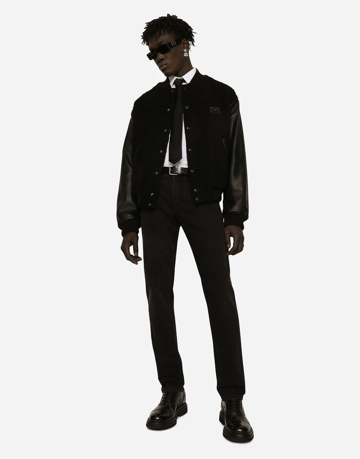 Dolce & Gabbana Куртка из шерстяного букле и экомеха черный G9YF5TGG717