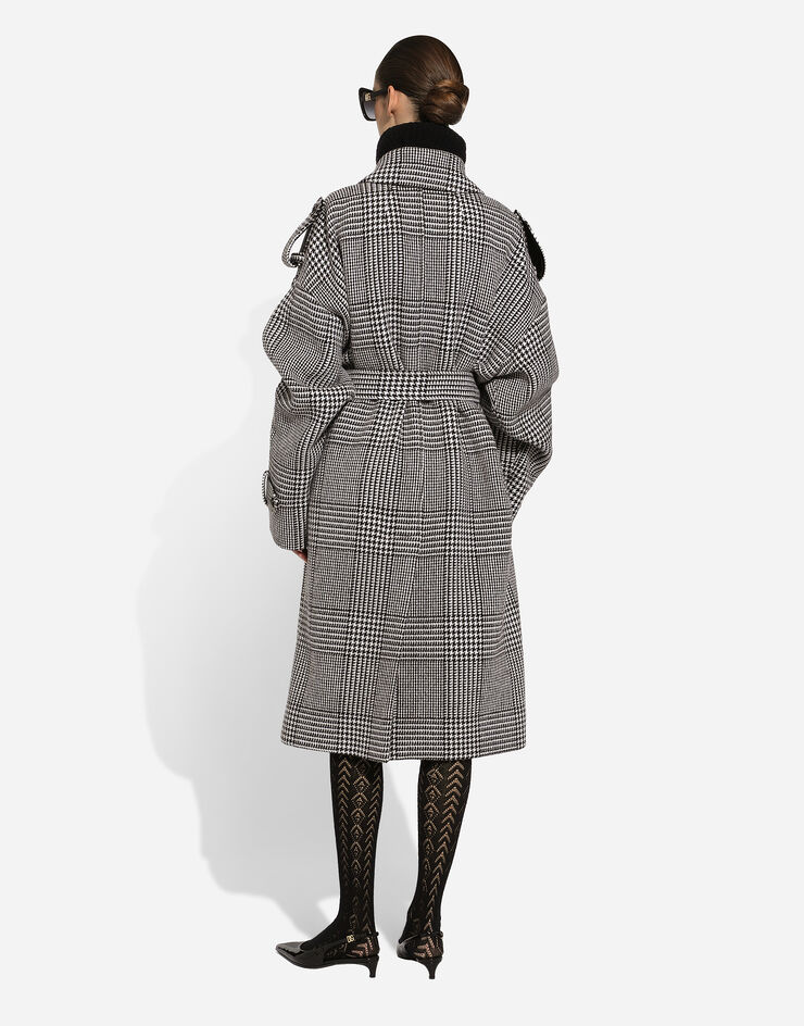 Dolce & Gabbana Houndstooth check wool trench coat Multicolor F0E2DTFQMKH