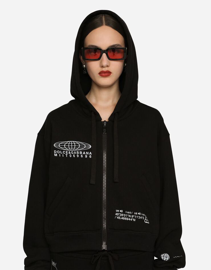 Long-sleeved cotton jersey hoodie DGVIB3 in Black for | Dolce&Gabbana® US