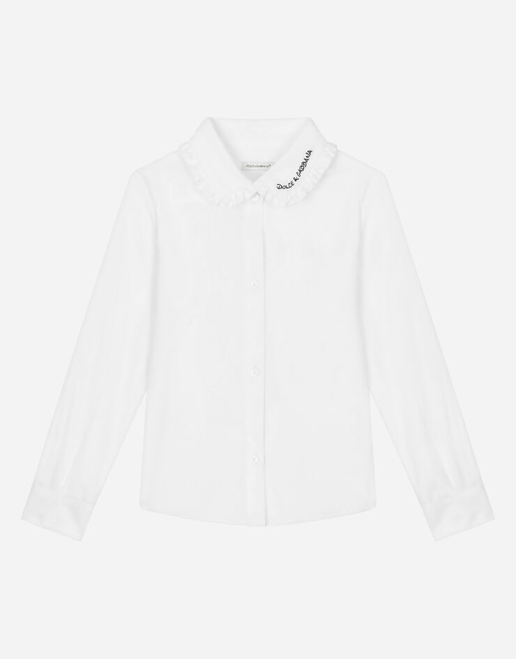DolceGabbanaSpa قميص بوبلين مع ياقة مطرزة أبيض L55S83G7JJ2