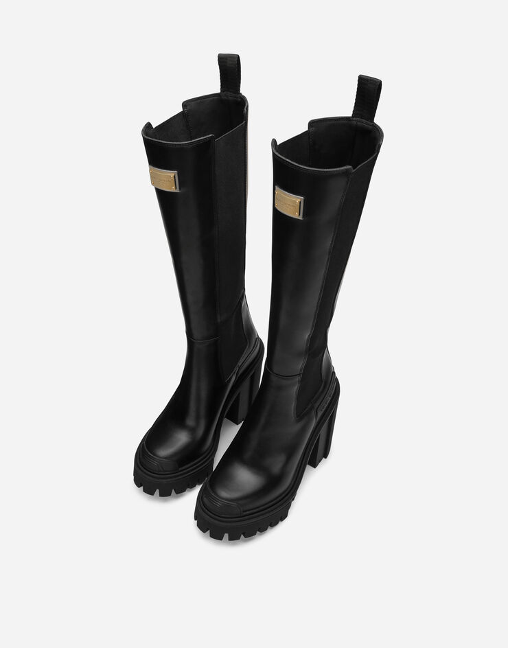 Dolce & Gabbana حذاء بوت من جلد عجل أسود CU1072AB640