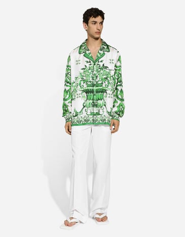 Dolce & Gabbana Camicia in twill di seta stampa maiolica Stampa G5IF1THI1SV