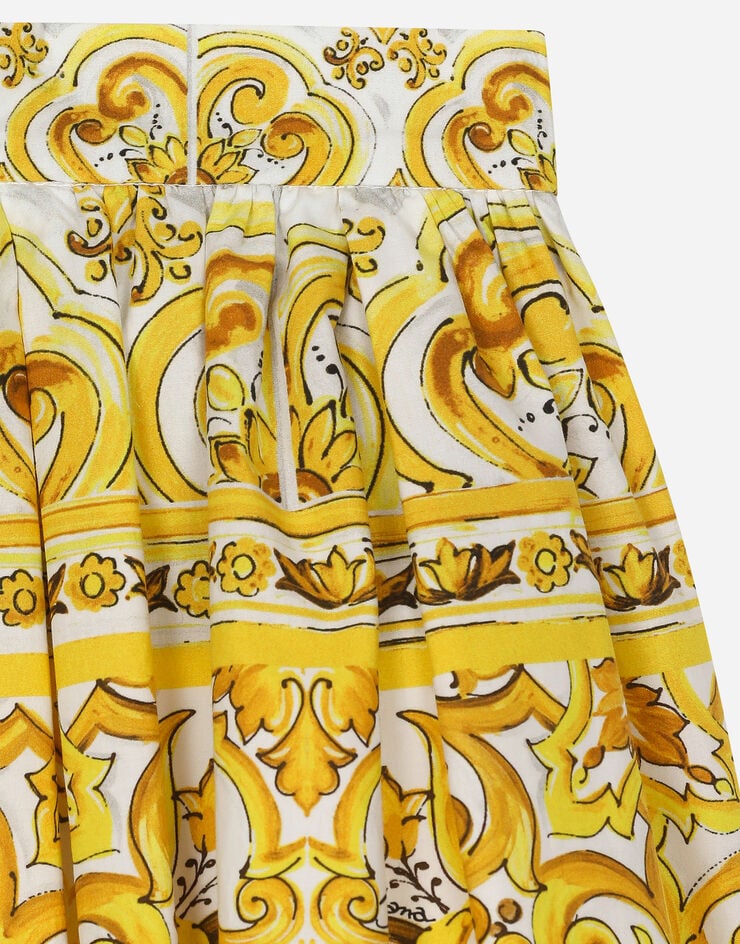 Dolce & Gabbana Poplin skirt with yellow majolica print Print L25I20FI5JY