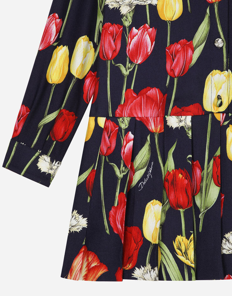 Dolce & Gabbana Kleid aus Viyella mit Tulpenprint Drucken L53DV7FS8C9