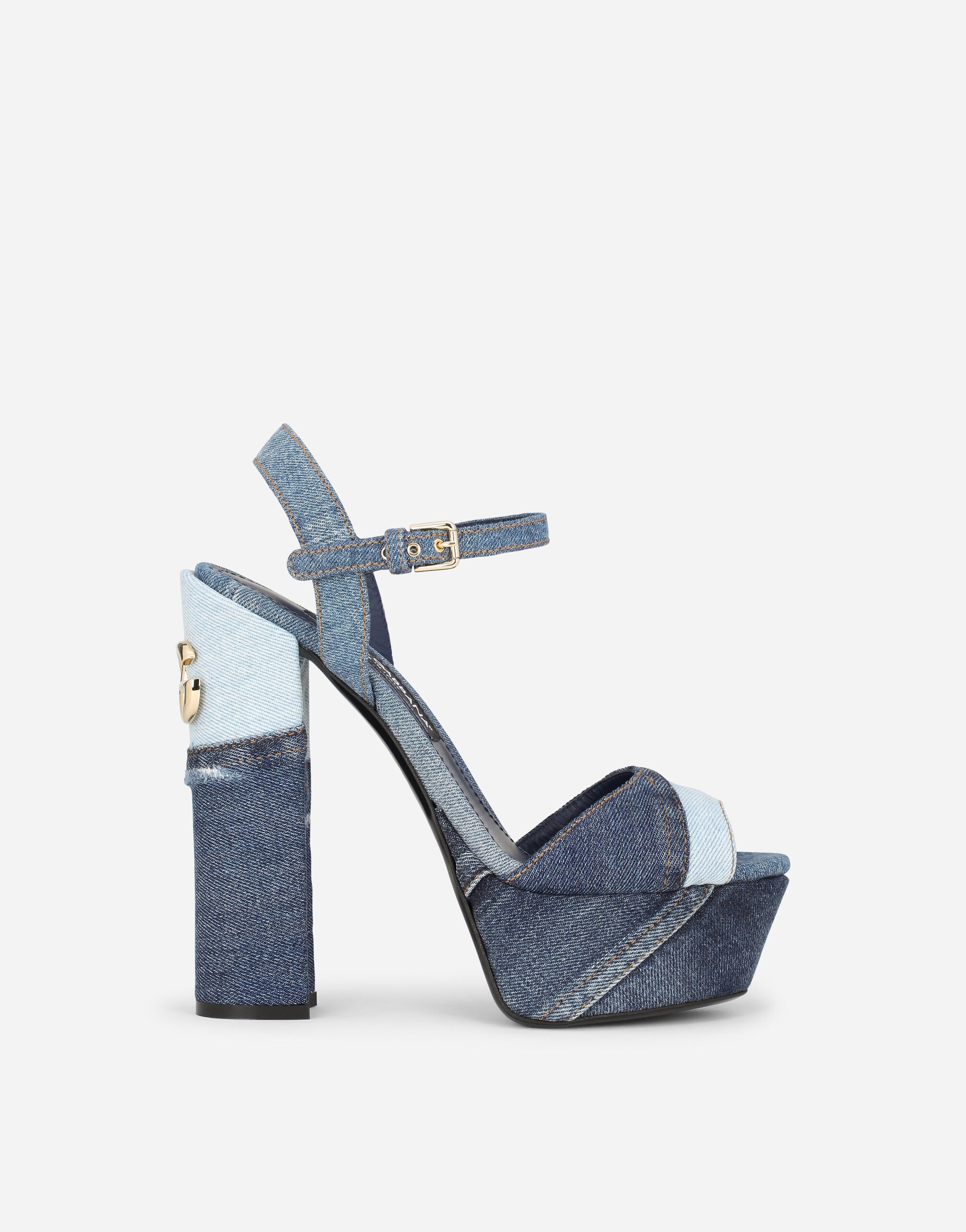Patchwork denim platform sandals in Blue for | Dolce&Gabbana® US