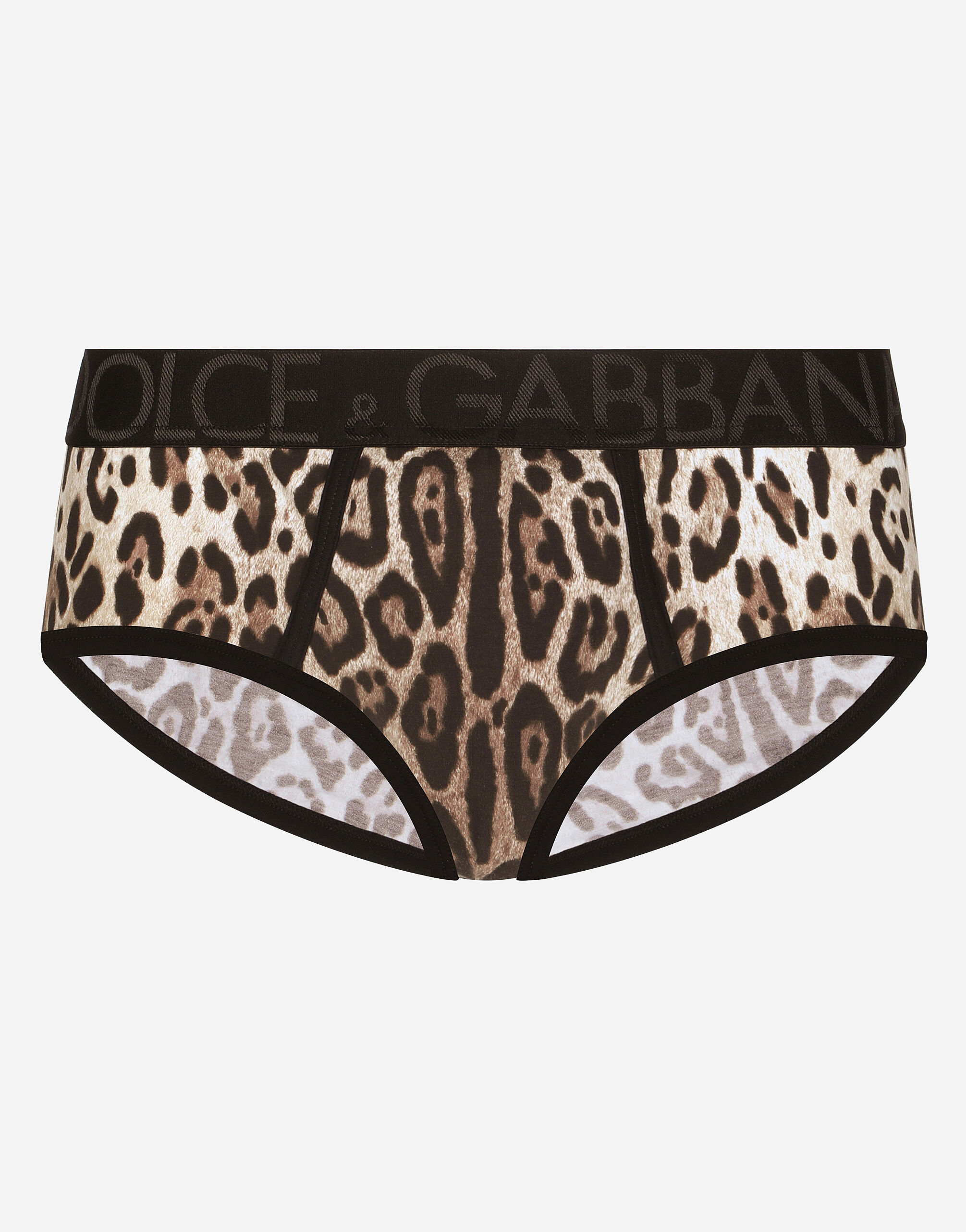 Two way stretch jersey Brando briefs with leopard print