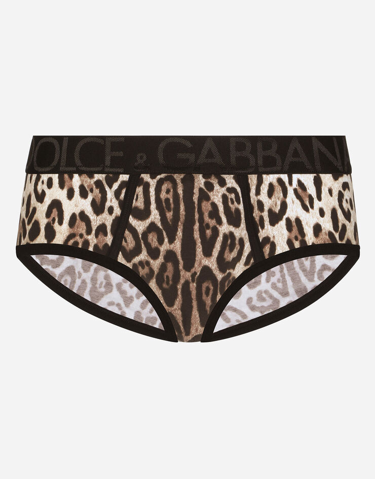 Dolce & Gabbana Slip Brando de punto bielástico con estampado de leopardo Imprimé Animalier M3D24JONO03