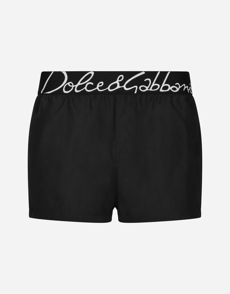 Dolce & Gabbana Short swim trunks with Dolce&Gabbana logo 黑 M4F27TFUSFW