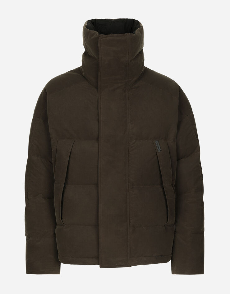 Dolce & Gabbana Padded canvas jacket with high neck Brown G9BCBTHUMSU