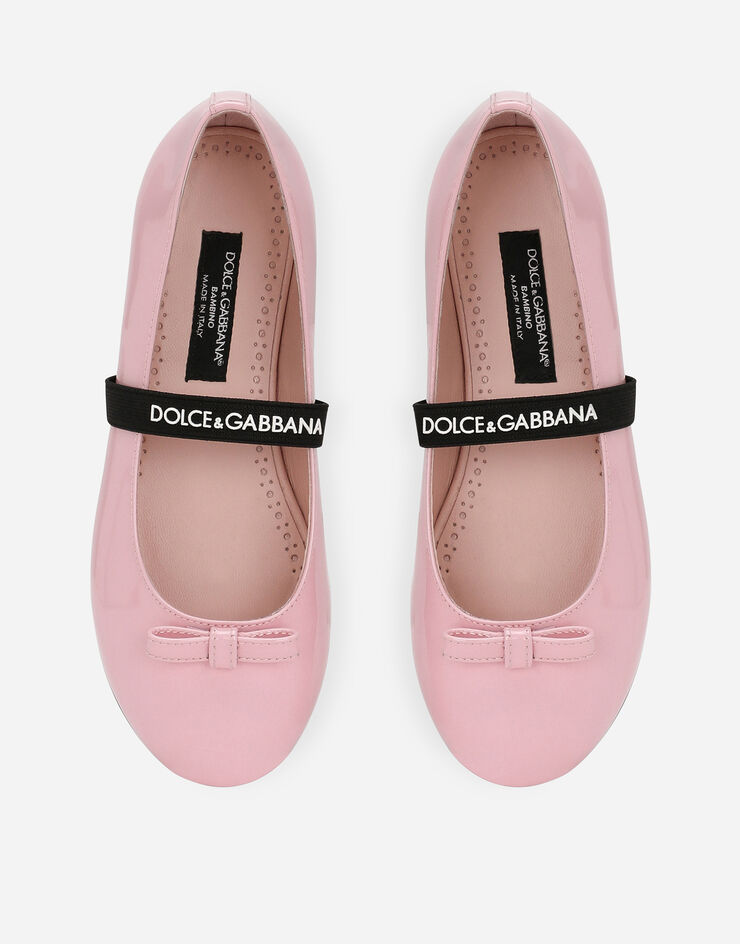 Dolce & Gabbana リボン付き パテントレザー バレエフラット  Pink D11294A4831