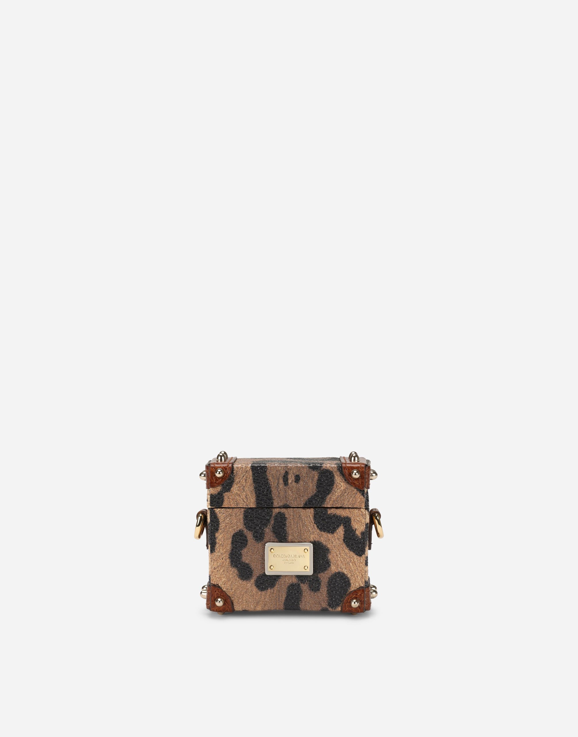 Dolce & Gabbana Funda para los AirPods en crespo estampado leopardo con placa con logotipo Estampado Animalier BE1446AM568