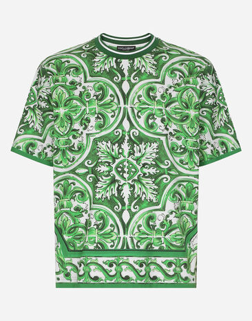 Dolce & Gabbana T-shirt in cotone con stampa maiolica Stampa G8PN9TII7C1
