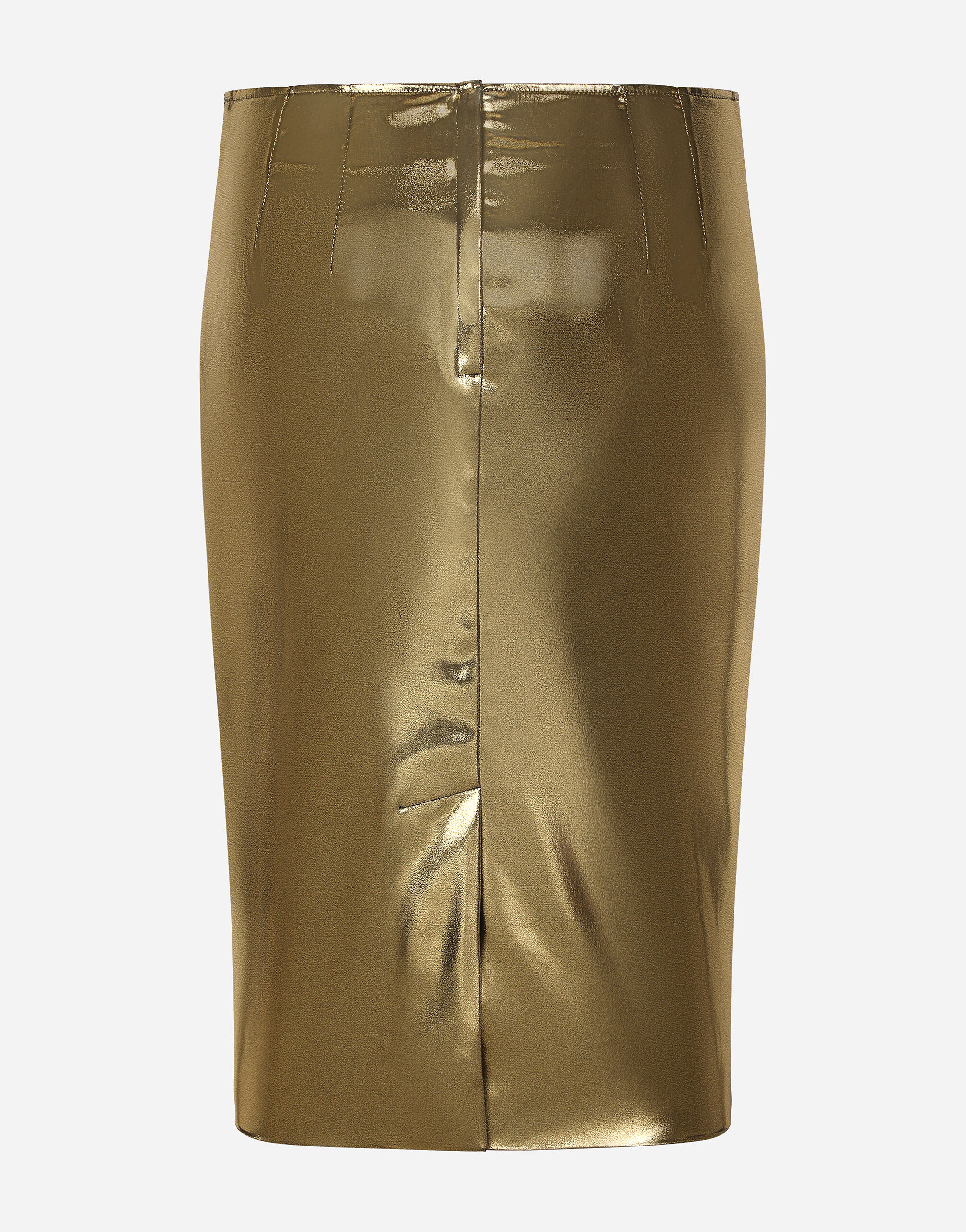 ゴールドのウィメンズ Foiled satin calf-length skirt | Dolce&Gabbana®