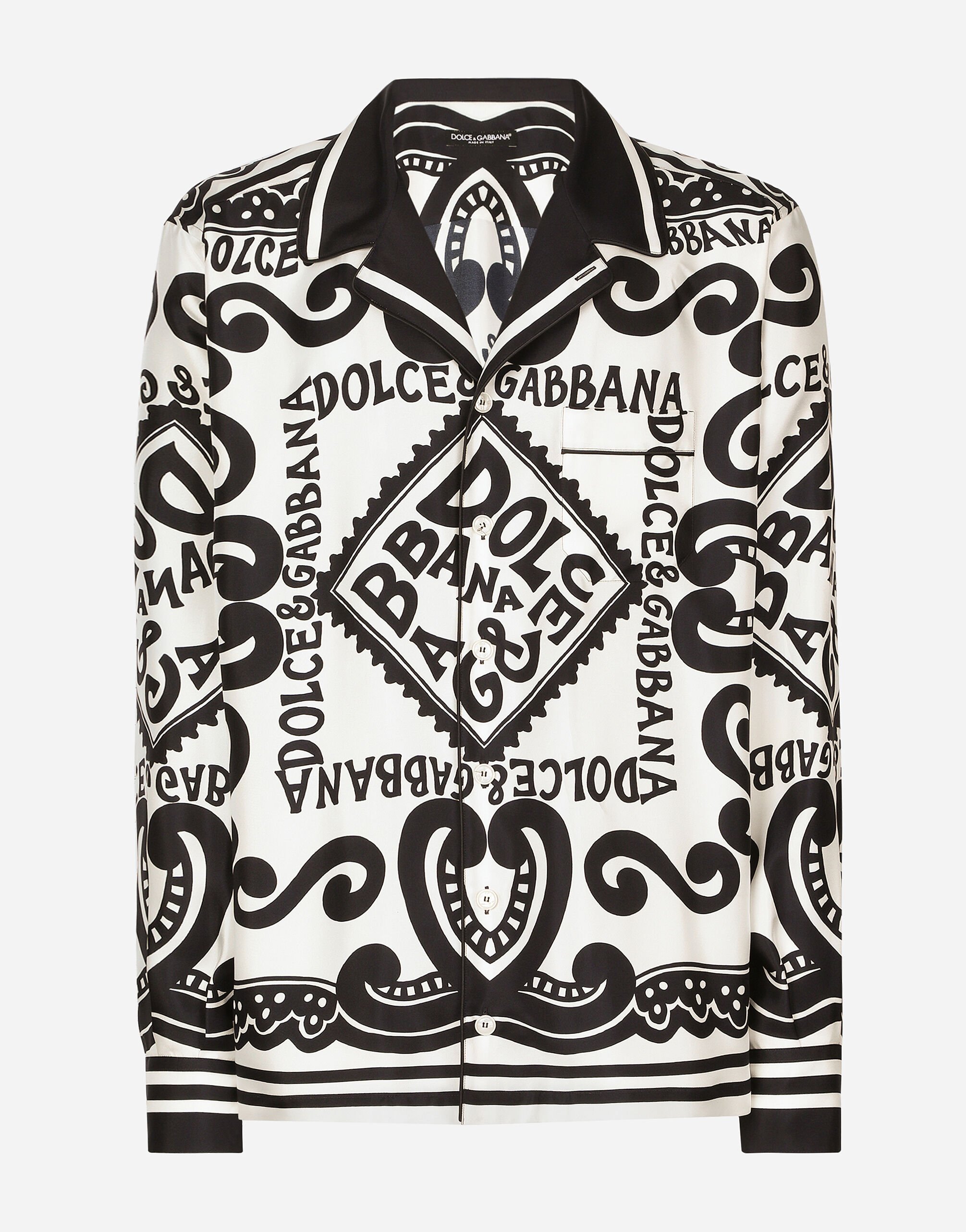 Dolce & Gabbana Marina-print silk shirt White GVRMATHI1QC