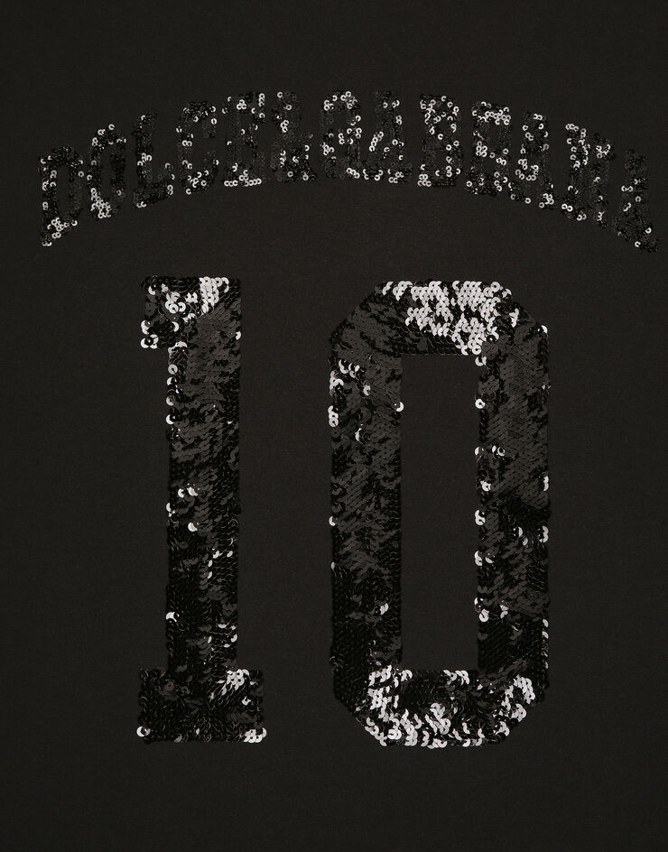 Dolce & Gabbana T-shirt à manches courtes et broderie de paillettes Noir G8RL4ZG7L7K