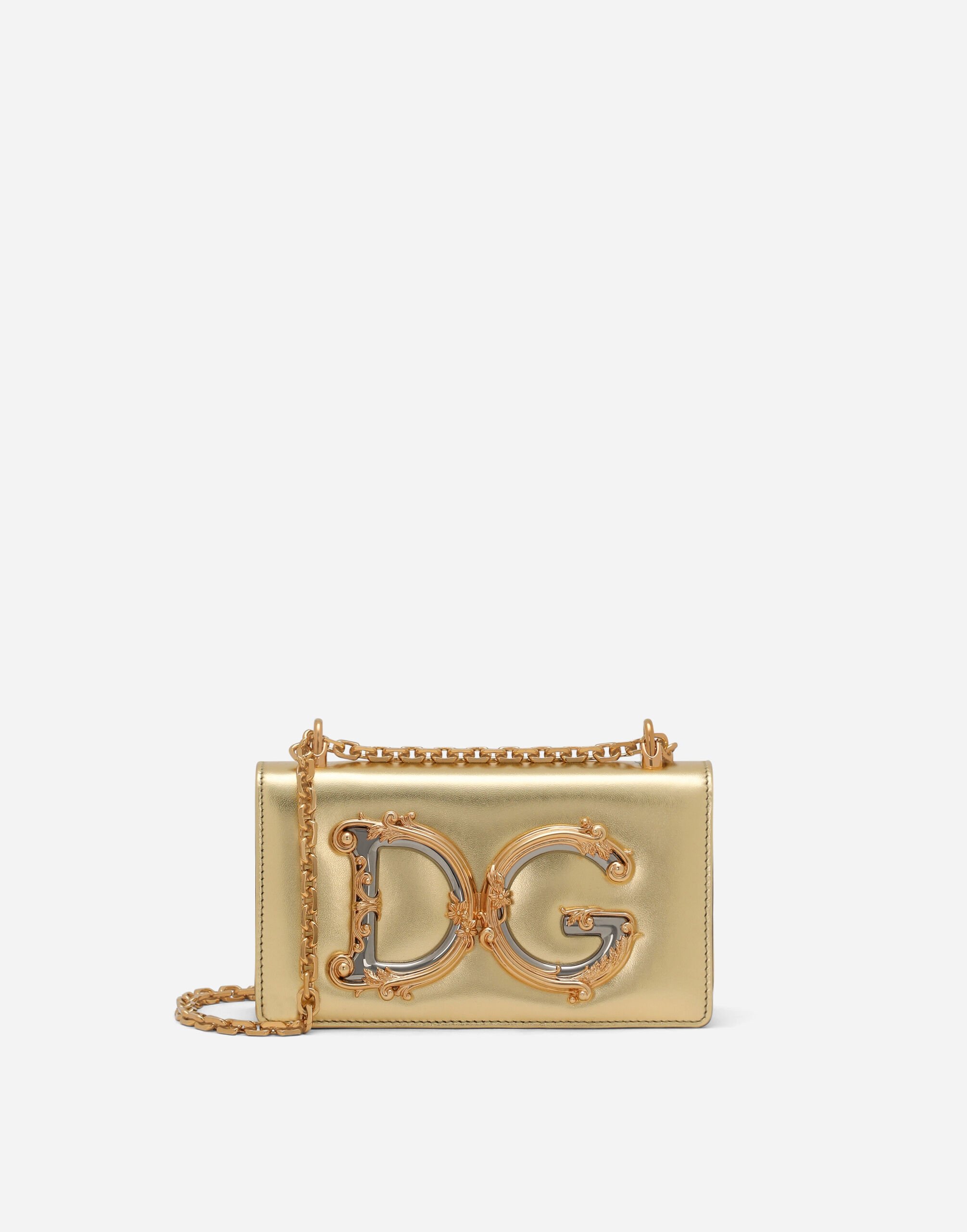 Dolce & Gabbana Phone bag DG Girls en cuir nappa mordoré Multicolore BB6498AS110