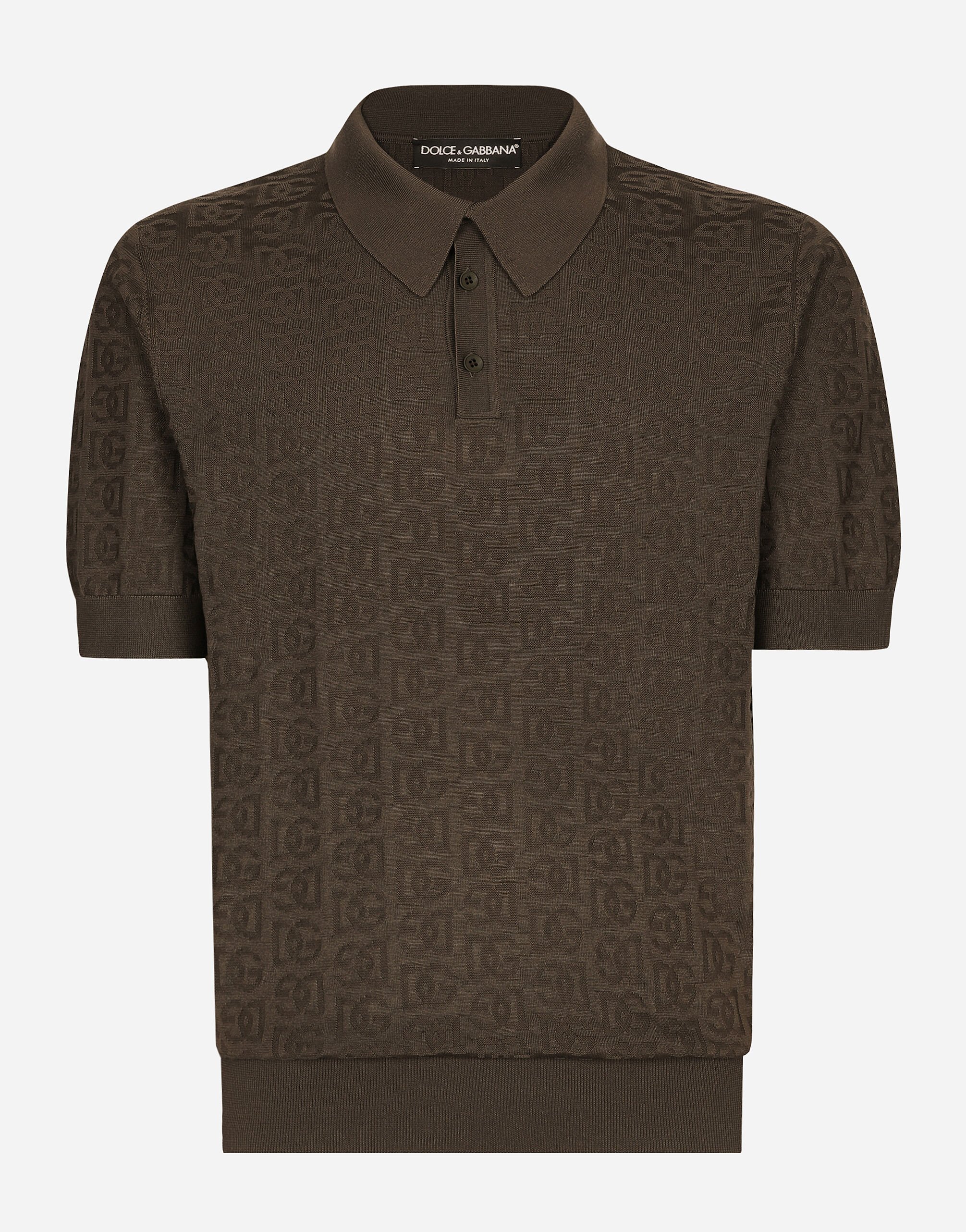 ${brand} Pull polo en soie jacquard à logo DG ${colorDescription} ${masterID}